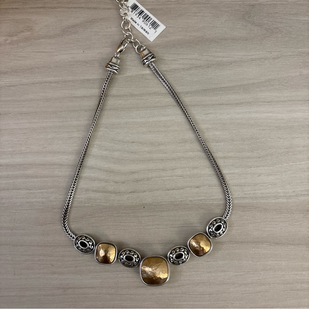 Brighton Venus Rising Brushed Gold & Silver Collar Necklace New
